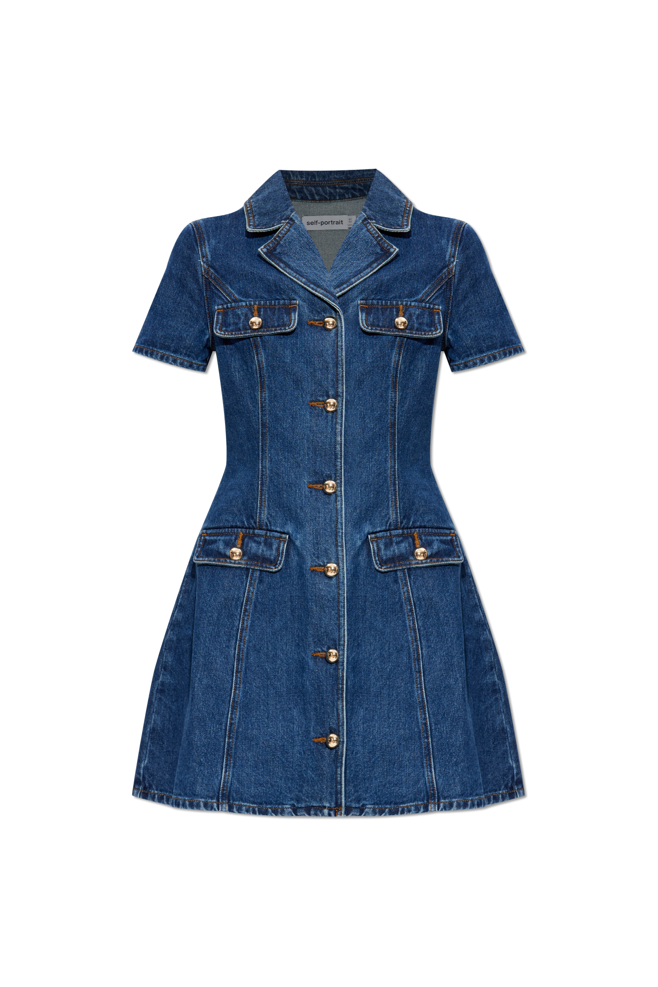ワンピース SELF PORTRAIT FW25 Dresses (PF25 013S BL BLUE) Denim Off Shoulder Mini Dress – self-portrait